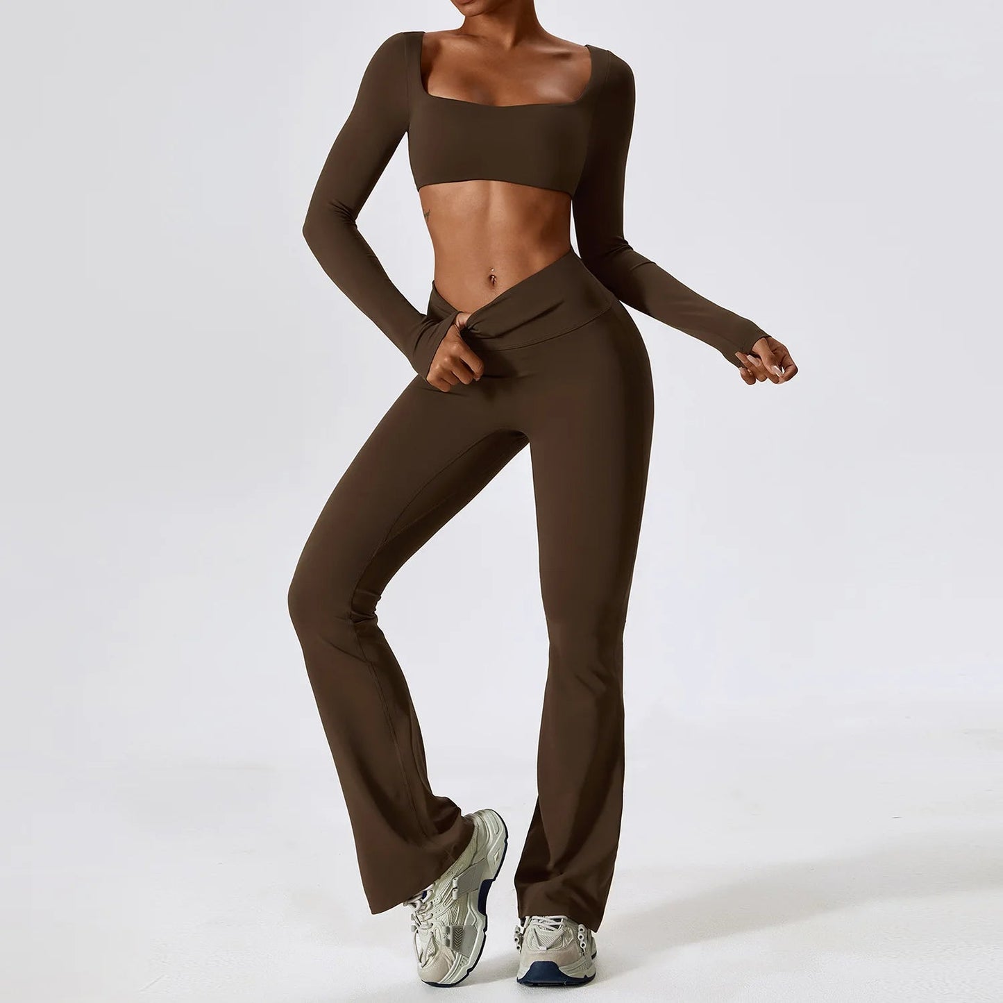 Vrouwen Flared Yoga Set voor Comfortabele Workouts