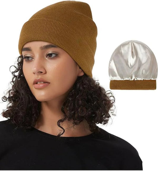 Luxe Satijnen Beanie - Zijden Voering voor Haarbescherming en Comfort