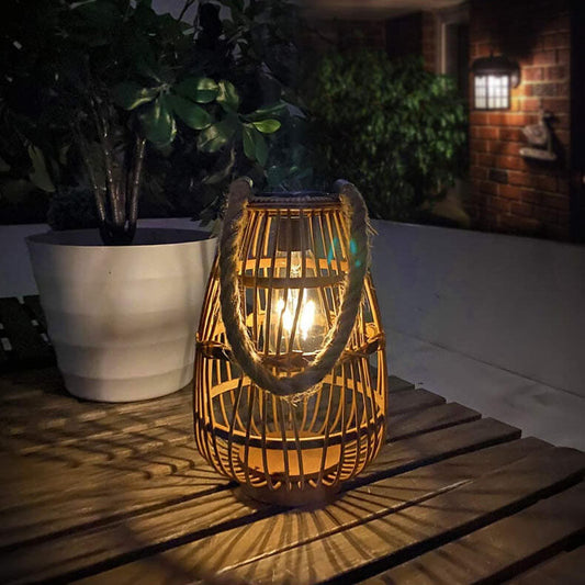 Zonne-energie Rotan Vloerlamp - Waterdichte Buitenverlichting voor Tuin en Patio