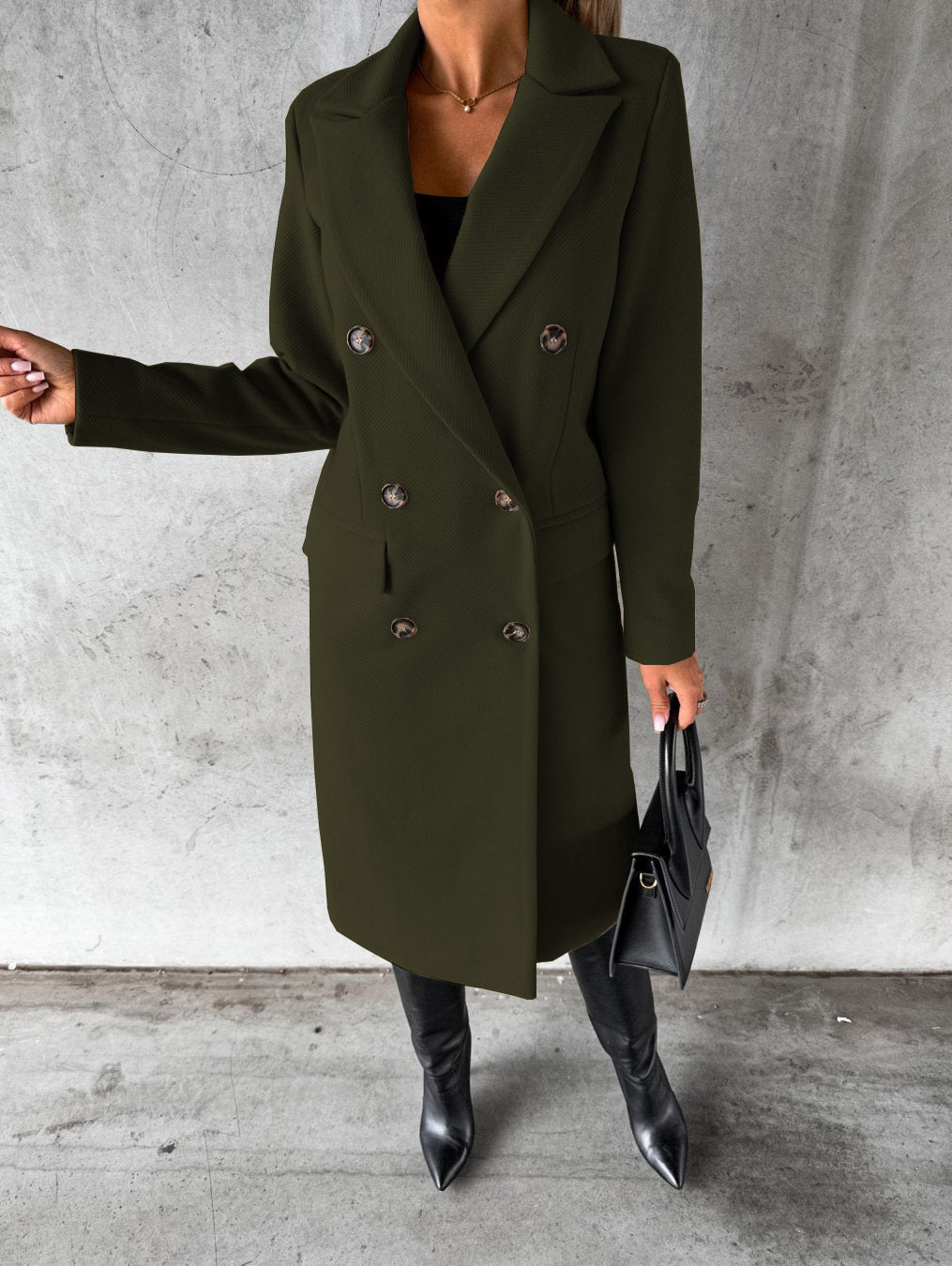 Dames Wollen Manteljas met Knopen voor Elegante Stijl