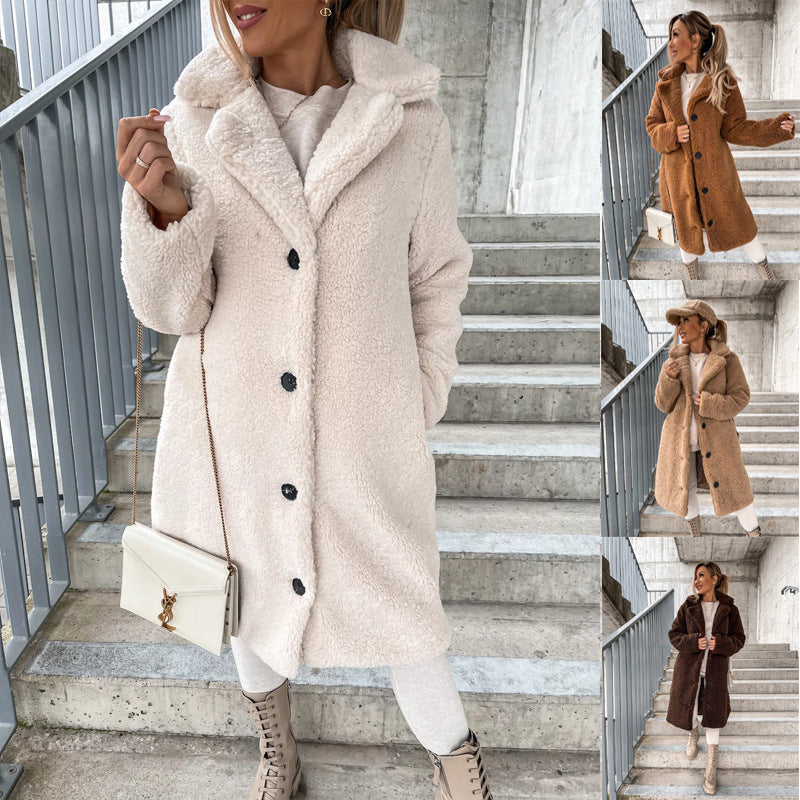 Stijlvolle Pluizige Winterjas voor Vrouwen | Elegante Lange Jas