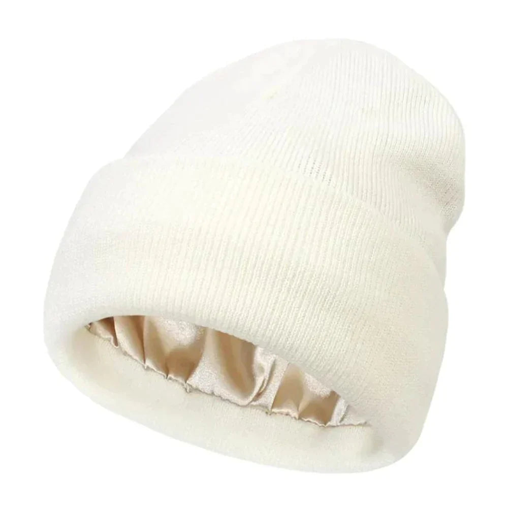 Luxe Satijnen Beanie - Zijden Voering voor Haarbescherming en Comfort