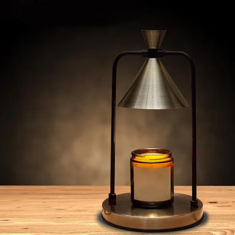 Retro Kegelvormige Kaarsverwarmer met Stalen Basis - Veilig & Stijlvol Interieurdecoratie