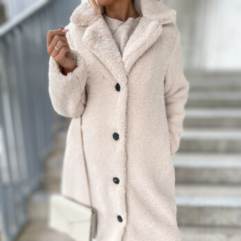 Stijlvolle Pluizige Winterjas voor Vrouwen | Elegante Lange Jas