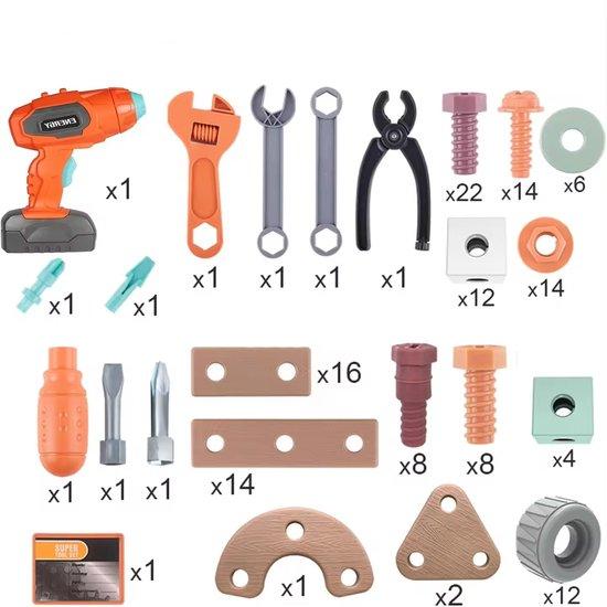 100 Piece Construction &amp; Tool Set for Kids - Stimulates Creativity and Motor Skills