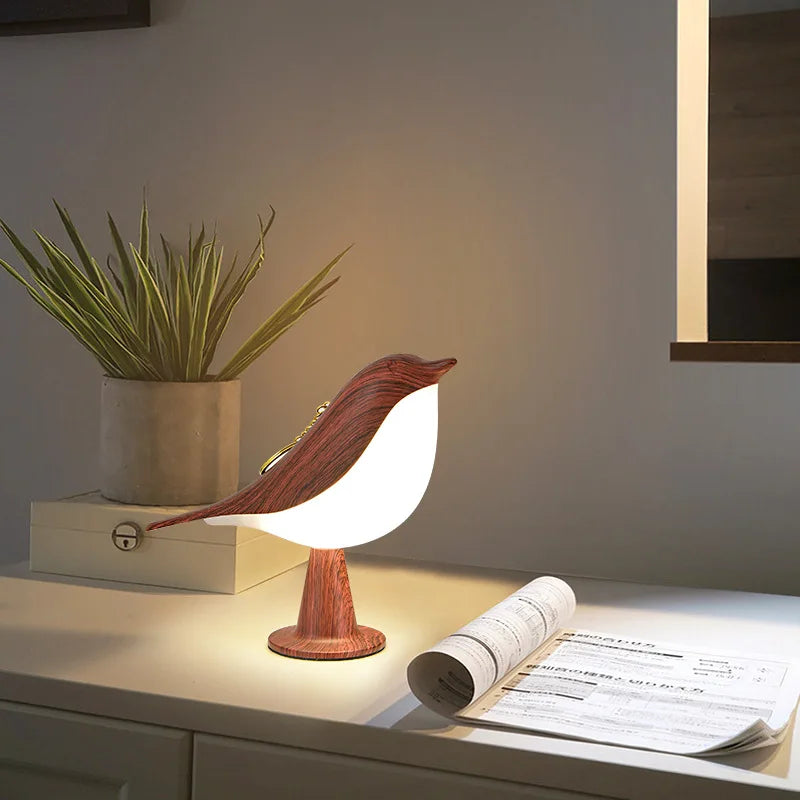 Houten Nachtlampje met Aanraakbediening en Dimbare Verlichting