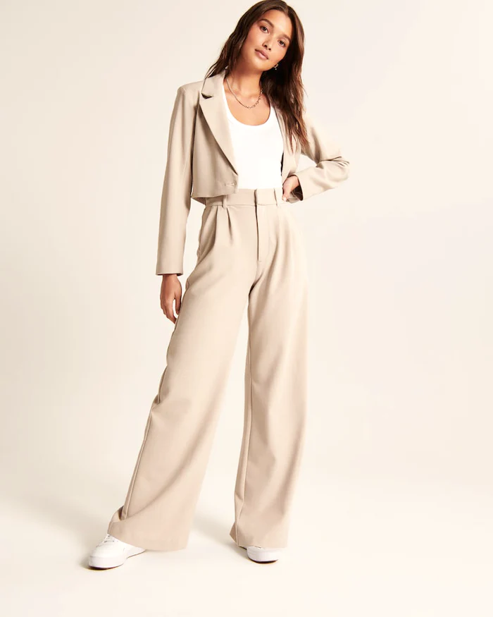 Casual Damesbroek met Wijde Pijpen en Hoge Taille