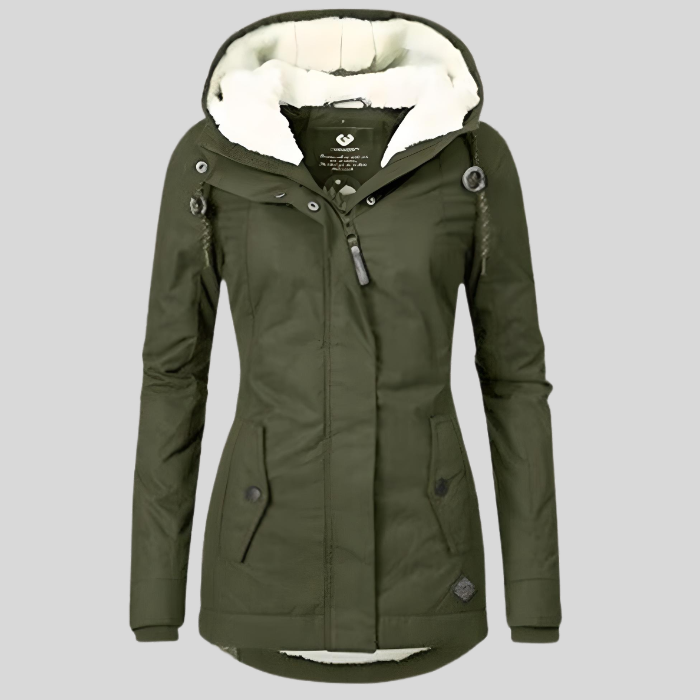 Lange Waterdichte Winterjas met Capuchon en Warme Voering