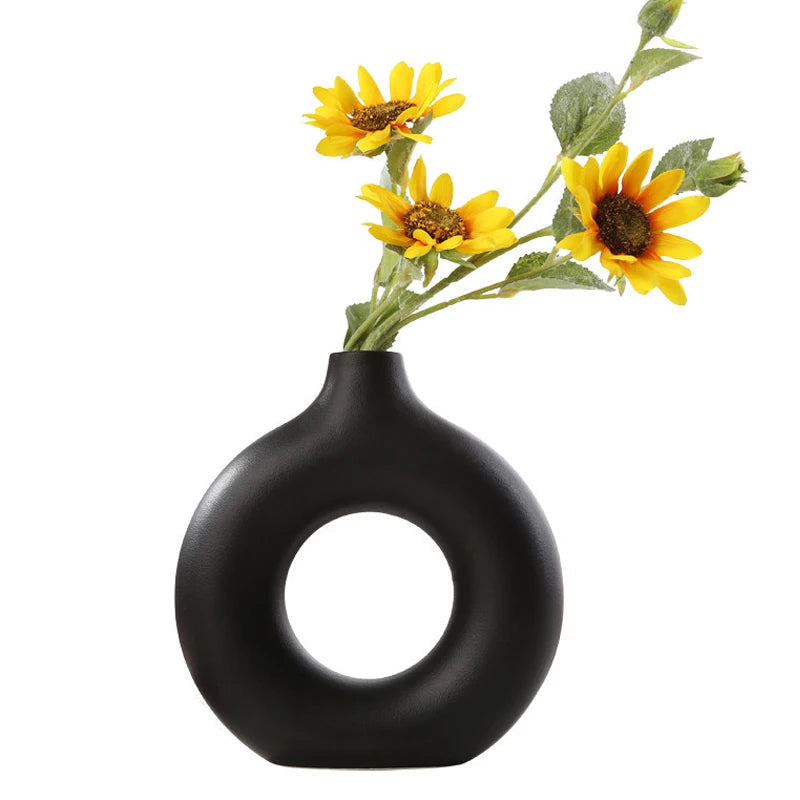 Keramische Donut Vaas | Scandinavische Bloempot voor Interieur