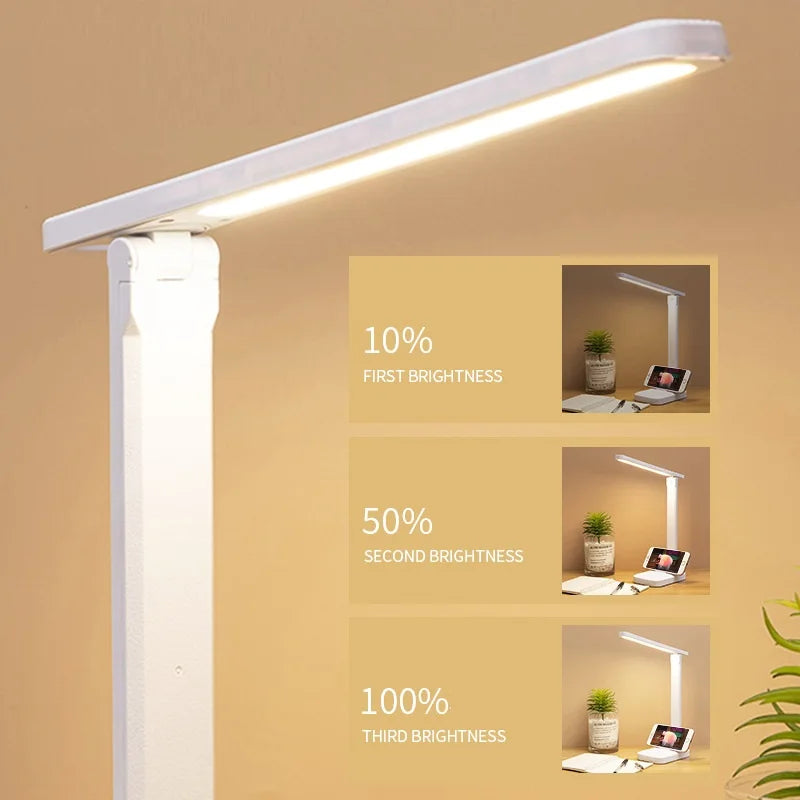 Opvouwbare LED Tafellamp - Oogbescherming - Dimbaar - USB Opladen - Draagbaar voor Slaapkamer