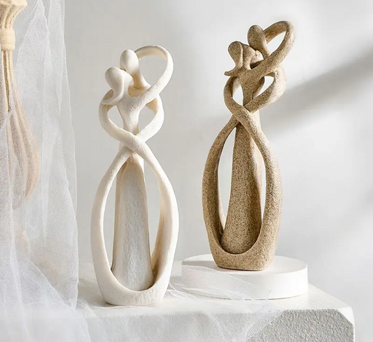 Tijdloos Abstract Beeldje | Elegante Omhelzing van Liefde | Perfect Cadeau