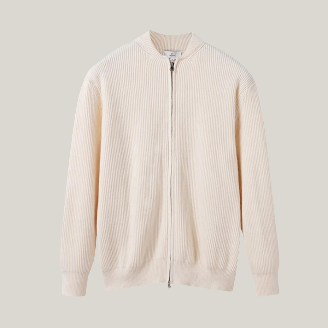 Heren Cardigan 100% Katoen met Rits en Bomberkraag
