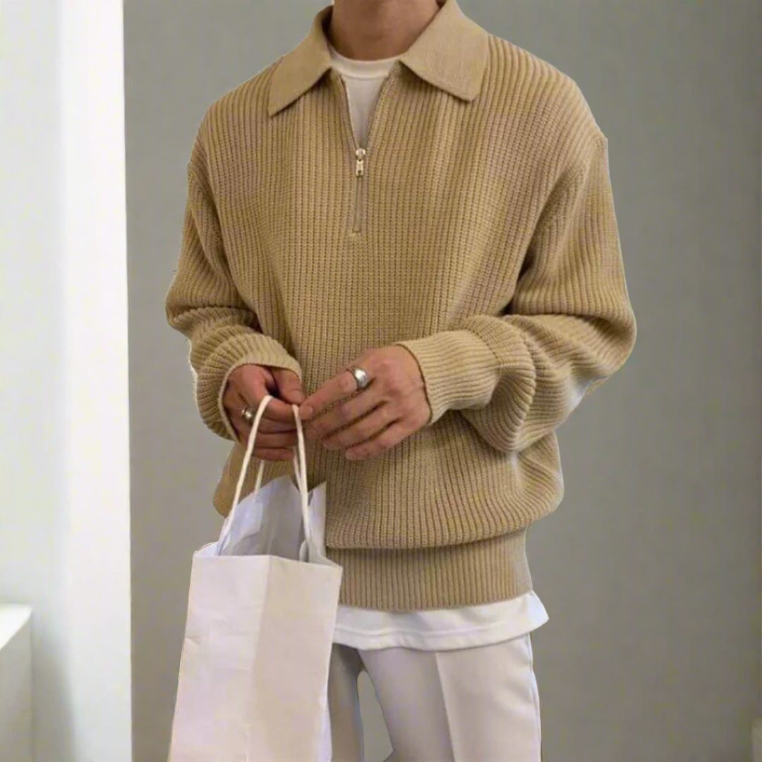 Half Zip Polo Sweater voor heren - Stijlvolle Casual Trui