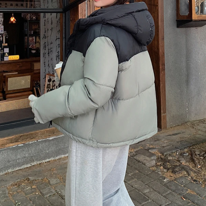Dames donsjas met capuchon | Tweekleurig en warm