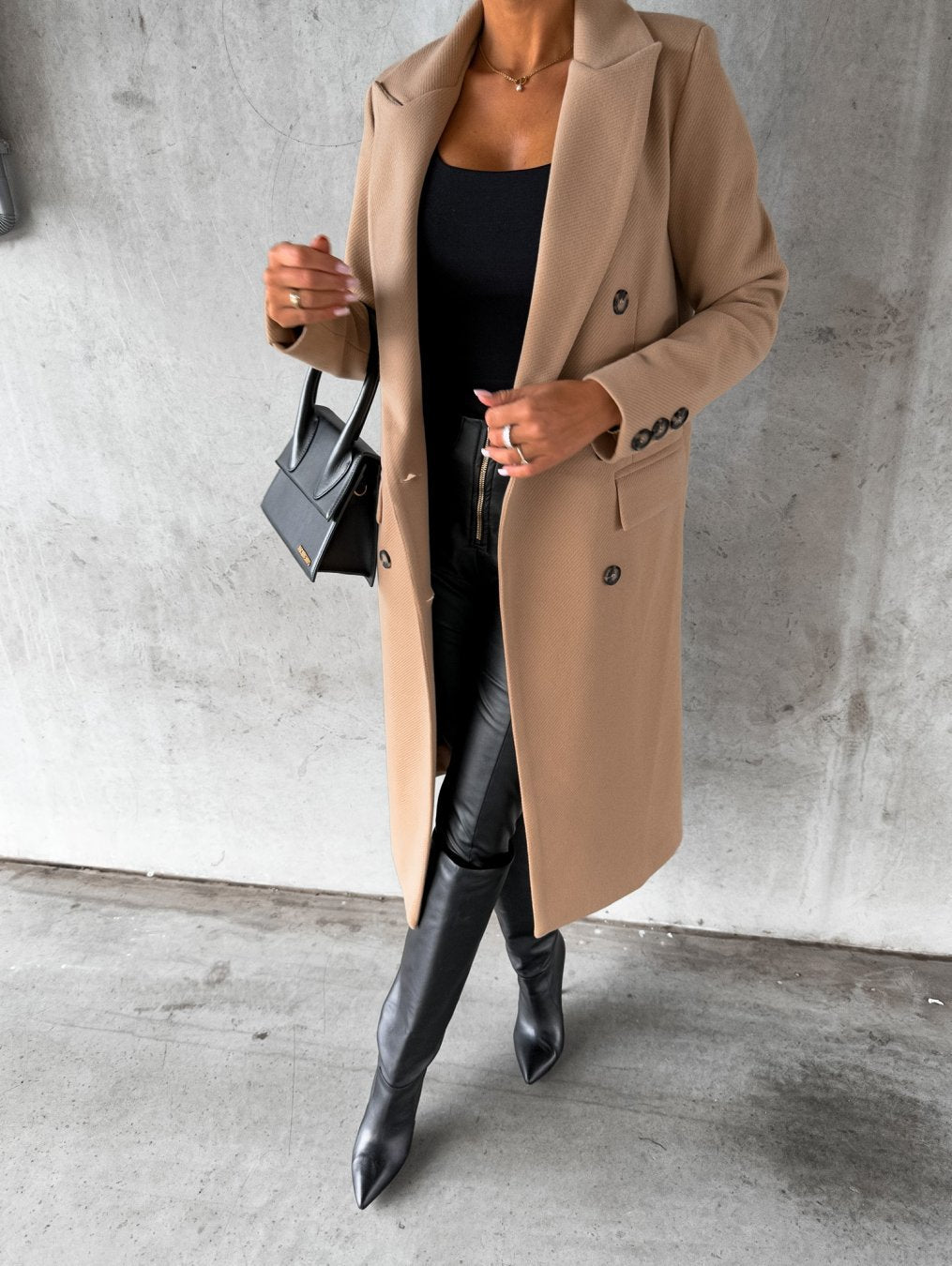 Dames Wollen Manteljas met Knopen voor Elegante Stijl