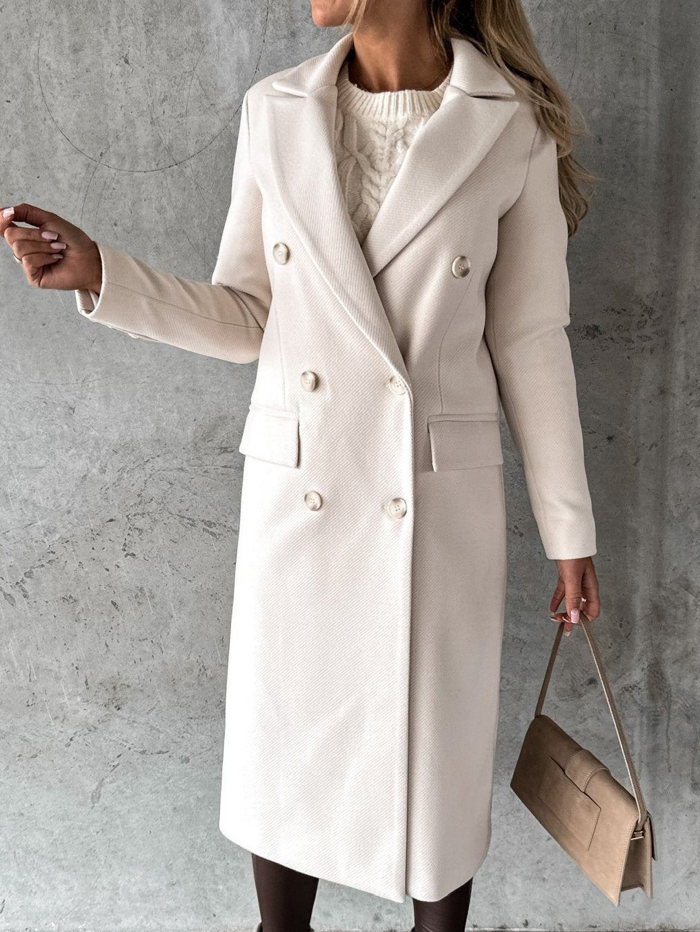 Dames Wollen Manteljas met Knopen voor Elegante Stijl