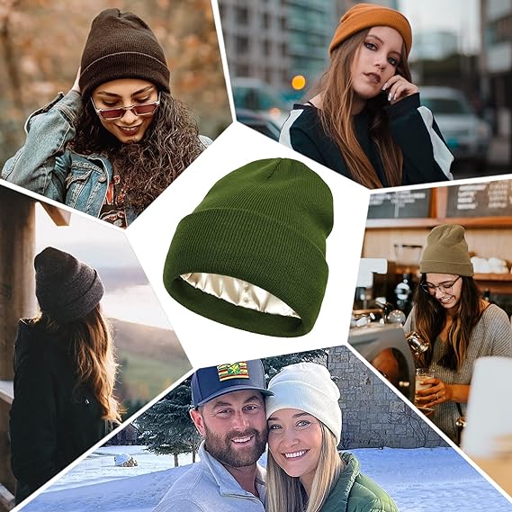Luxe Satijnen Beanie - Zijden Voering voor Haarbescherming en Comfort