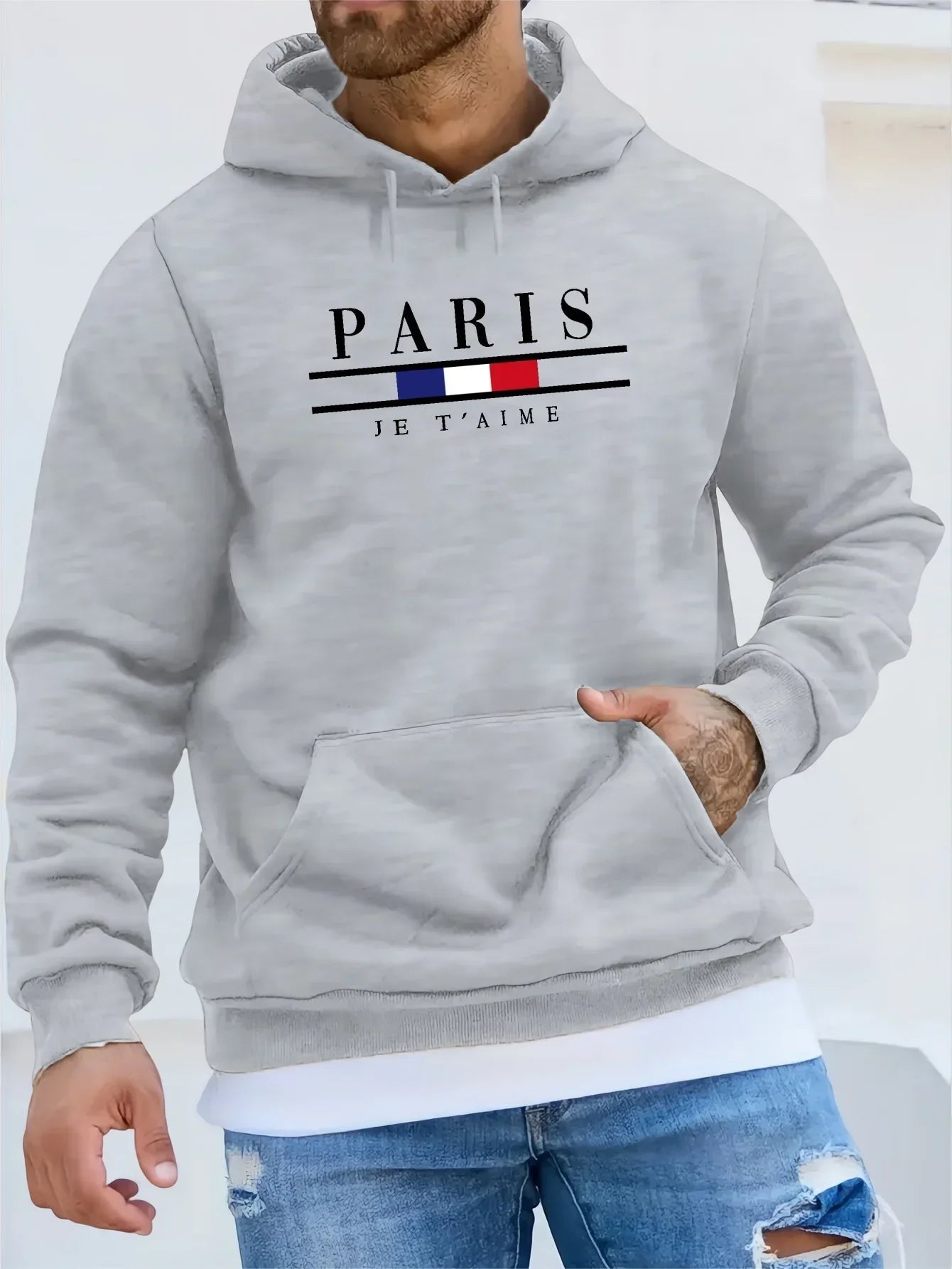 Heren fleece hoodie van polyester met capuchon