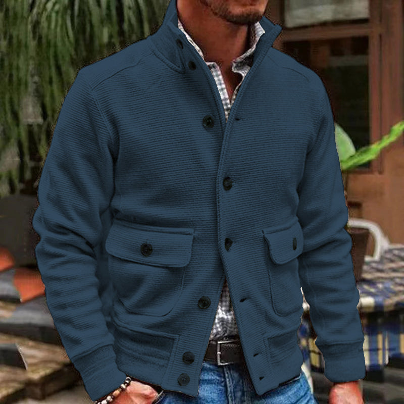 Stijlvolle polyester jas met opstaande kraag en zakken