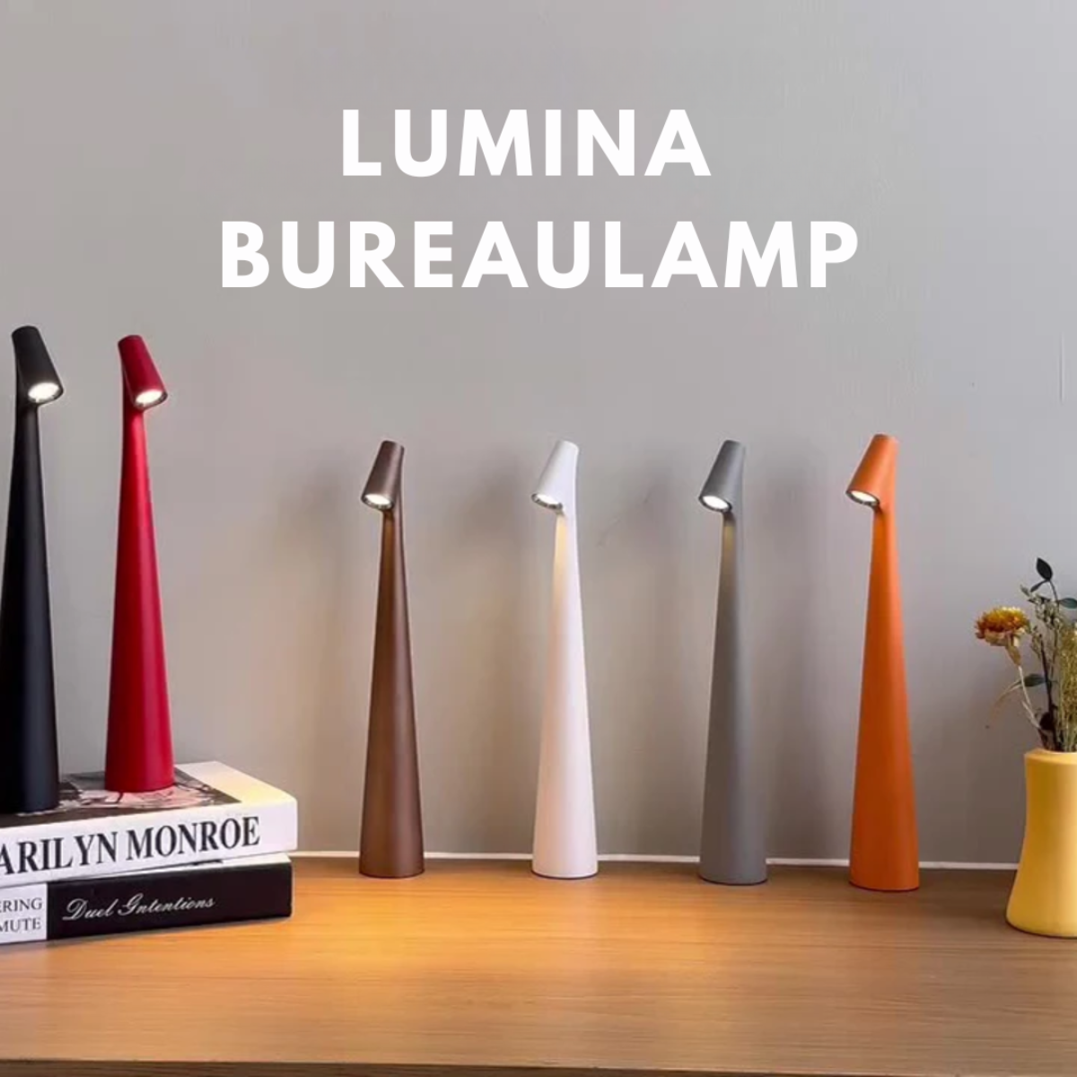 Draagbare Bureaulamp met Warm Licht en Lange Batterijduur