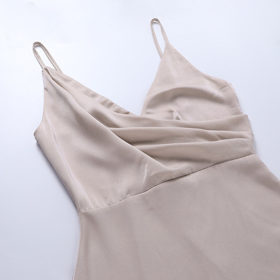 Elegante maxi-jurk met V-hals en hoge split