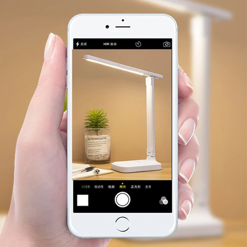 Opvouwbare LED Tafellamp - Oogbescherming - Dimbaar - USB Opladen - Draagbaar voor Slaapkamer