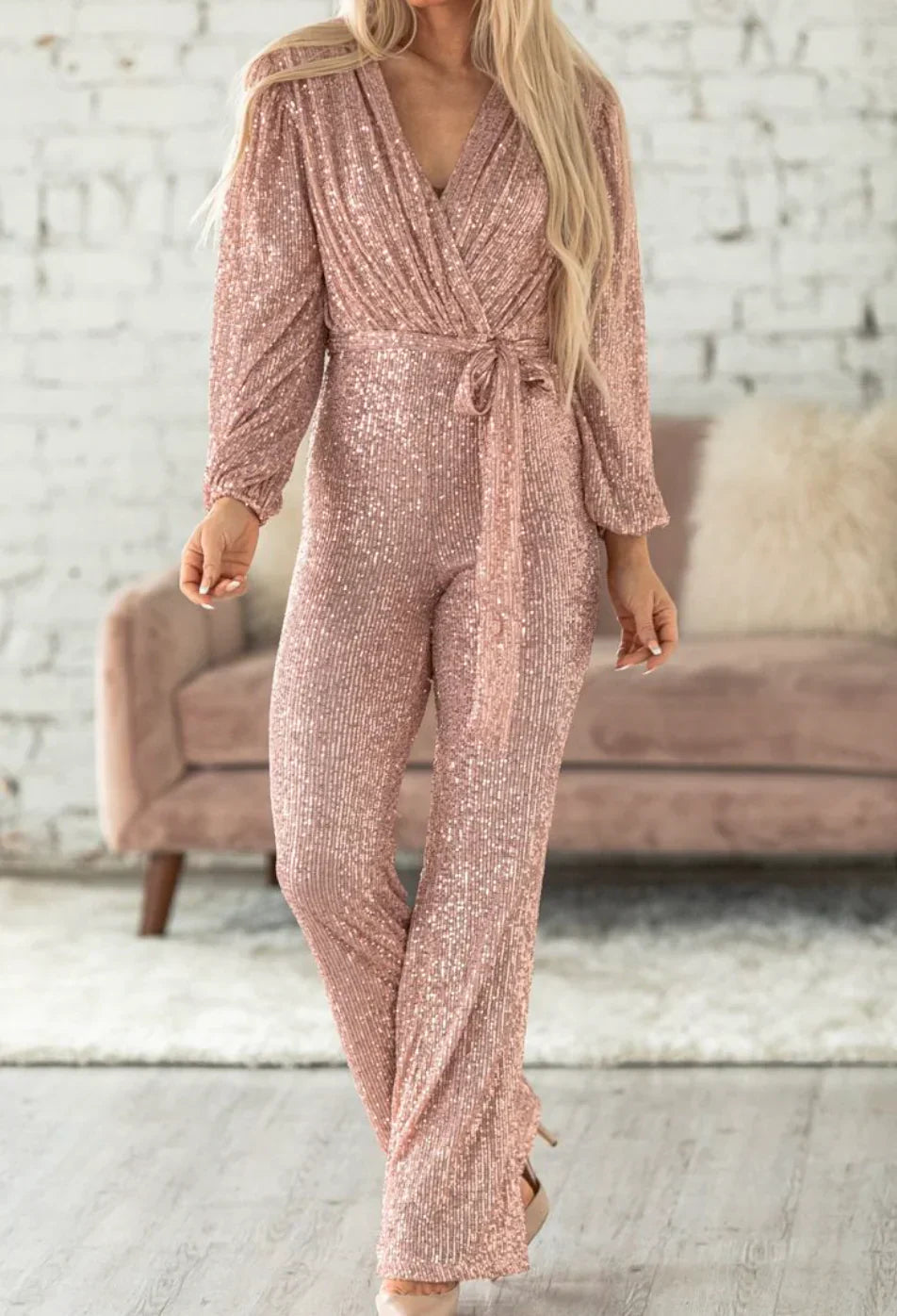Elegante Jumpsuit Met Ceintuur Voor Feestelijke Gelegenheden