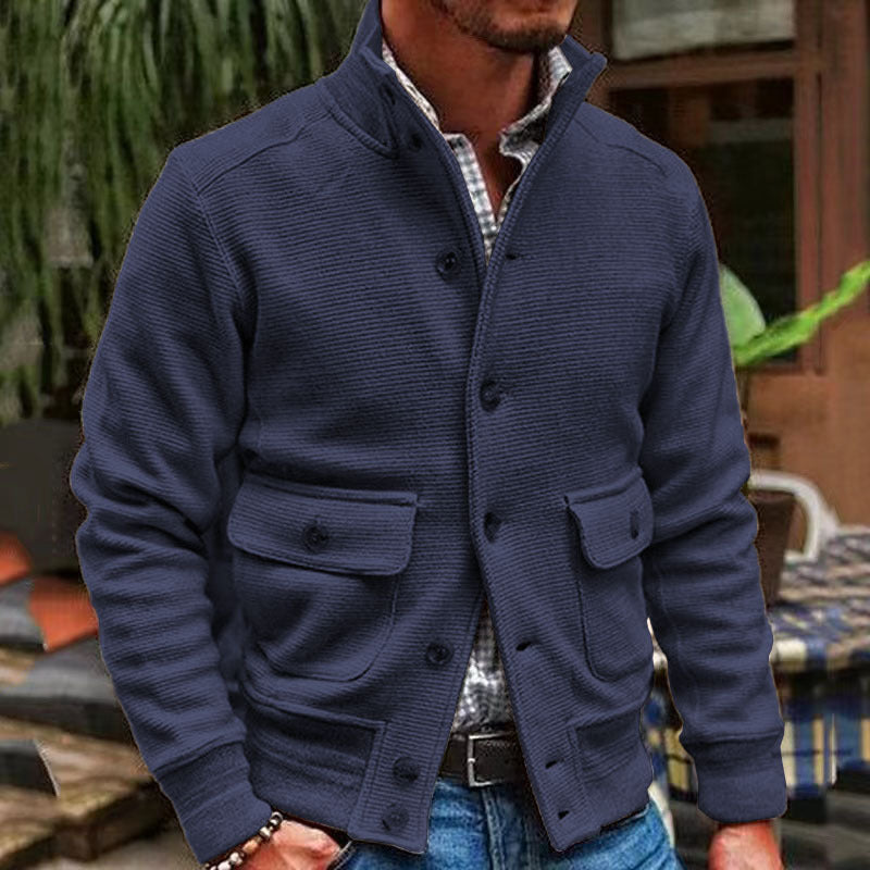 Stijlvolle polyester jas met opstaande kraag en zakken