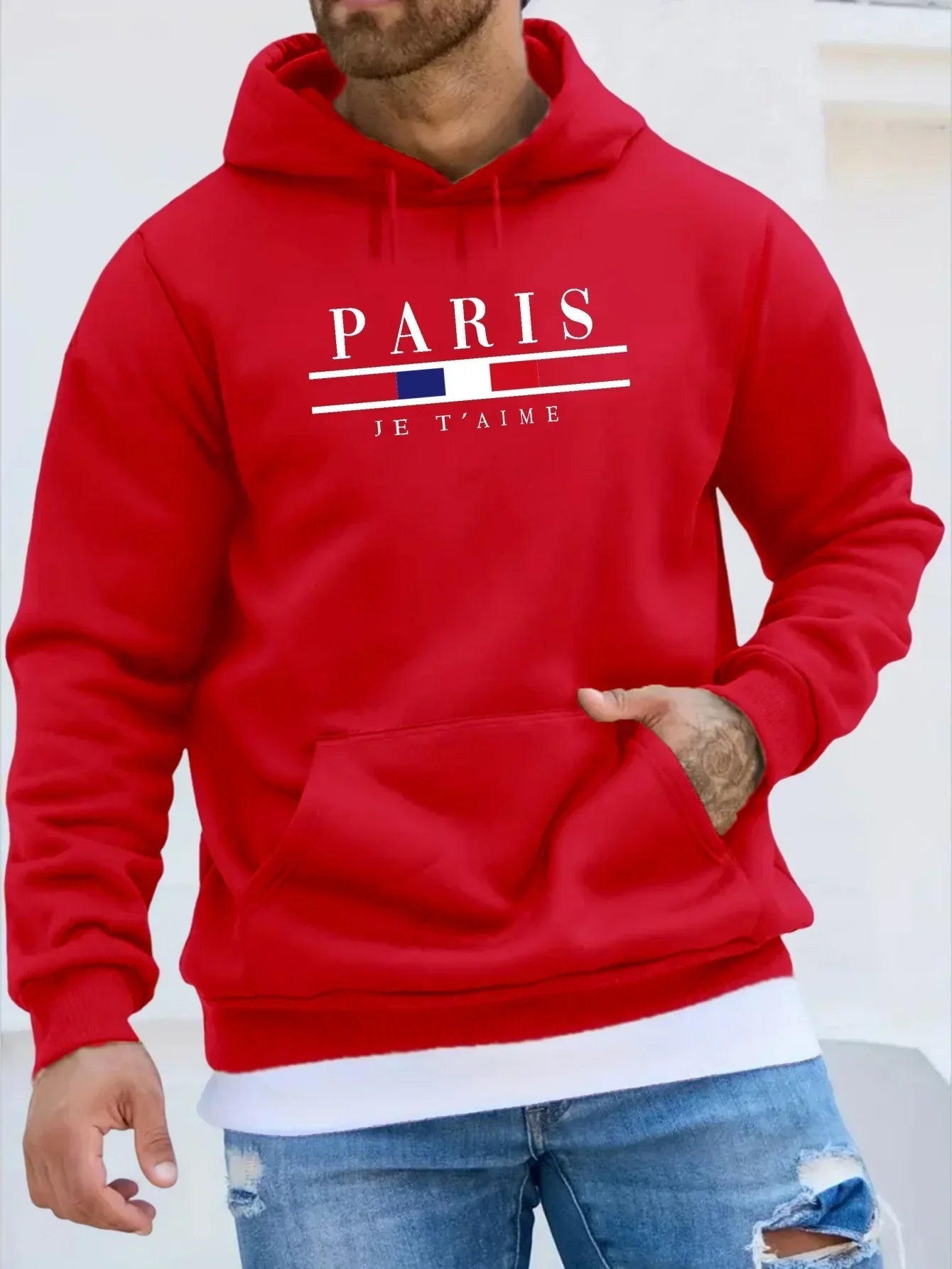 Heren fleece hoodie van polyester met capuchon