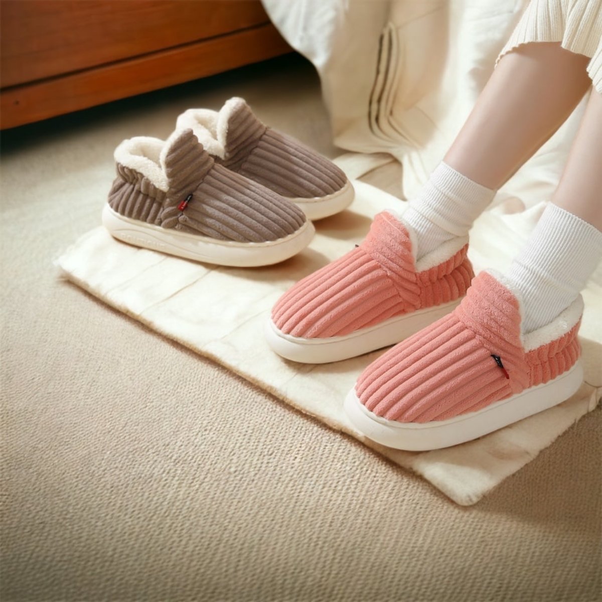Warme Fleece Pantoffels met Antislipzool voor Comfort