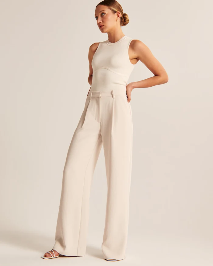 Casual Damesbroek met Wijde Pijpen en Hoge Taille