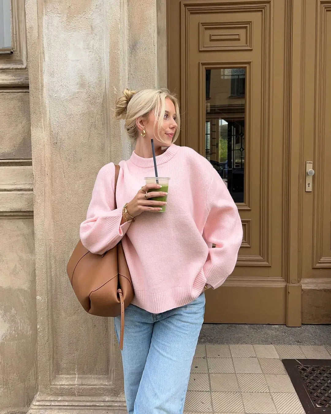 Warme gebreide dames sweater voor stijl en comfort