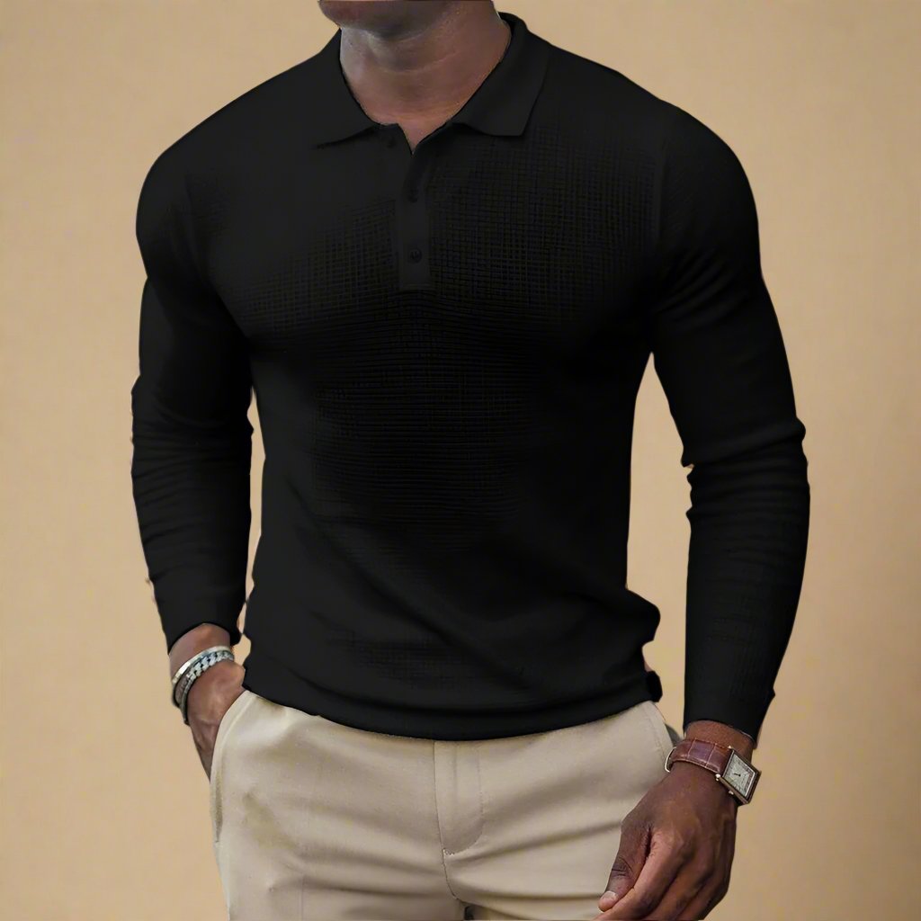 Stijlvolle Longsleeve Gebreide Polo voor Heren - Business Casual