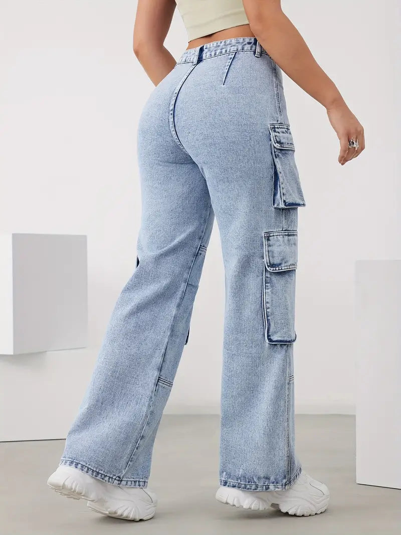 Stijlvolle Wijde Pijp Denim Broek voor Dames