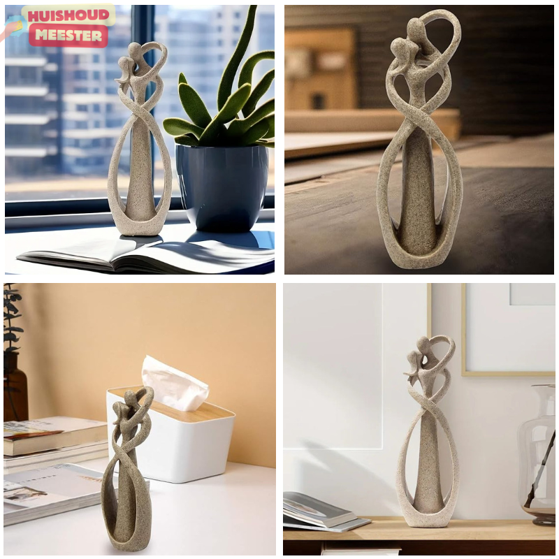 Tijdloos Abstract Beeldje | Elegante Omhelzing van Liefde | Perfect Cadeau
