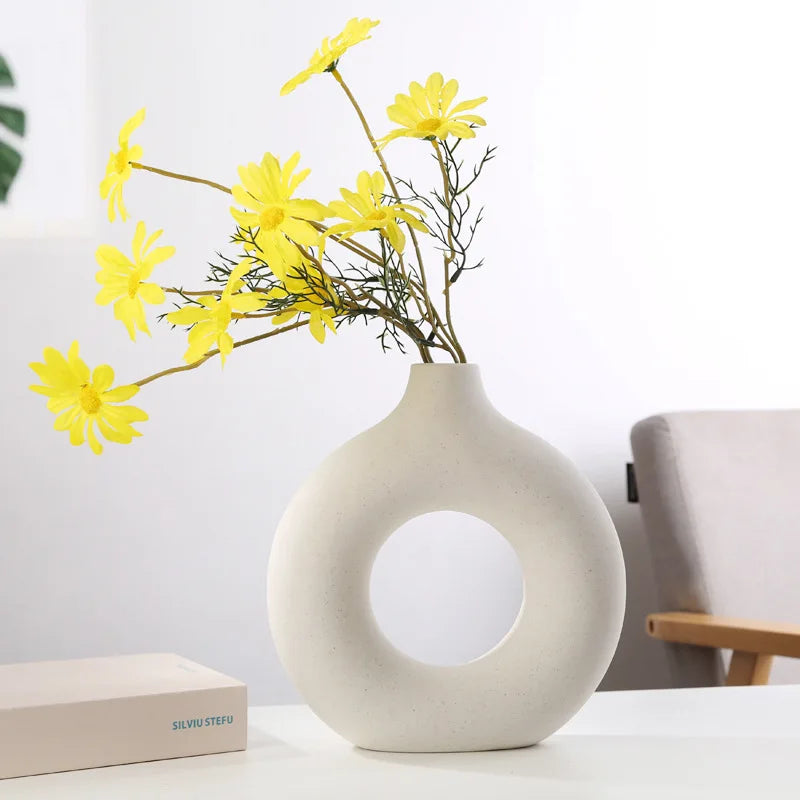 Keramische Donut Vaas | Scandinavische Bloempot voor Interieur