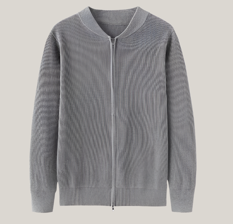 Heren Cardigan 100% Katoen met Rits en Bomberkraag
