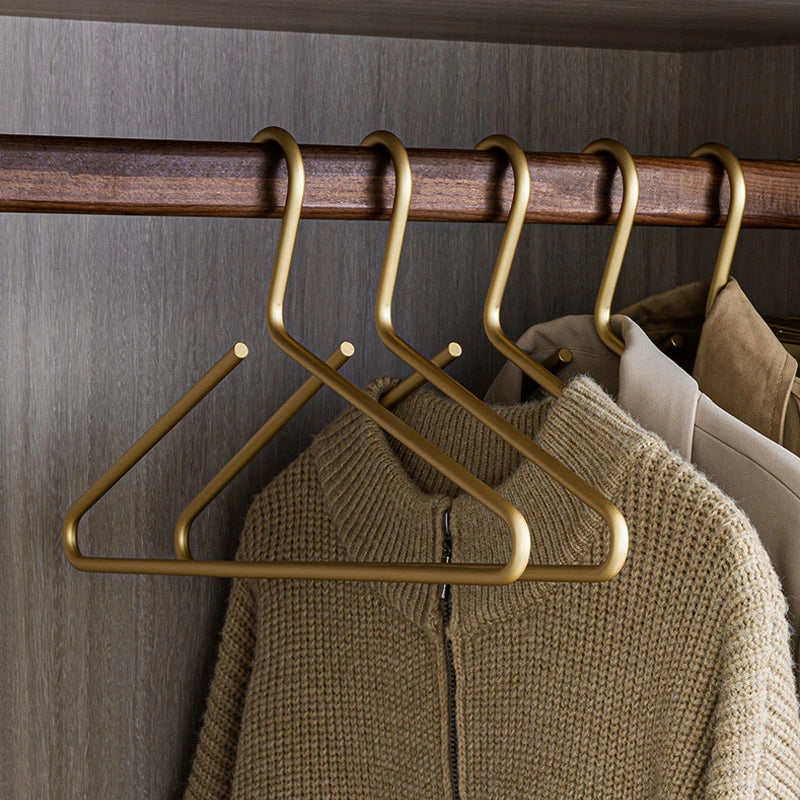 Set of 5 luxury metal hangers in gold/silver - seamless storage solution