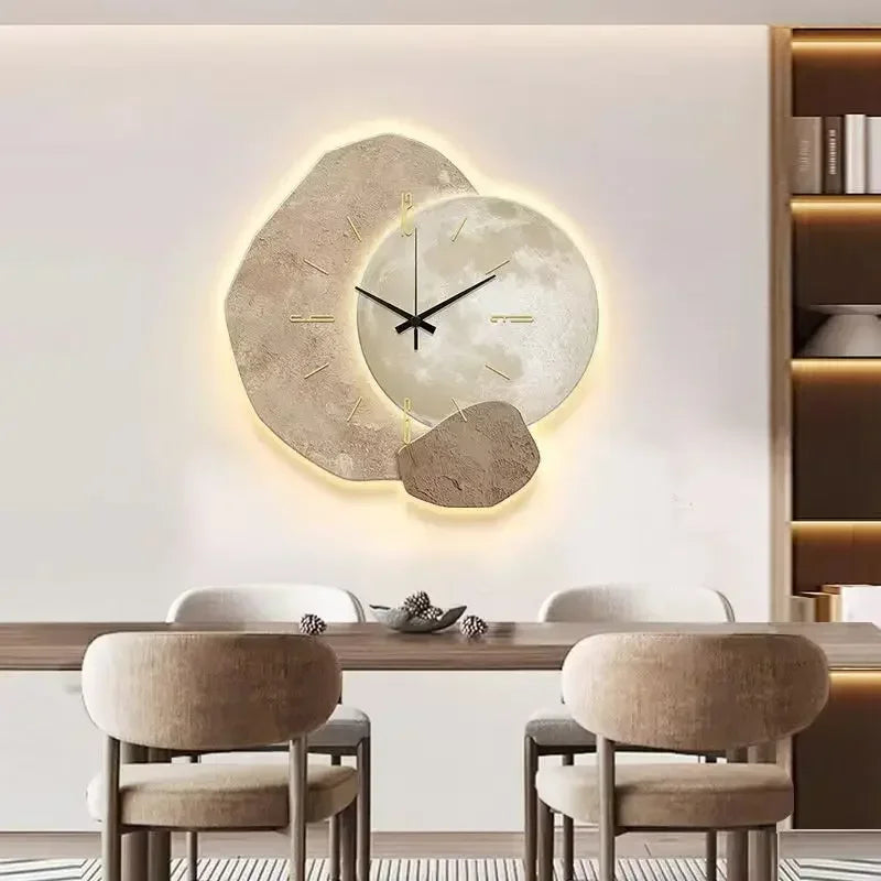 Moderne Decoratieve Wandklok van Natuurlijk Hout met Stille Mechanisme