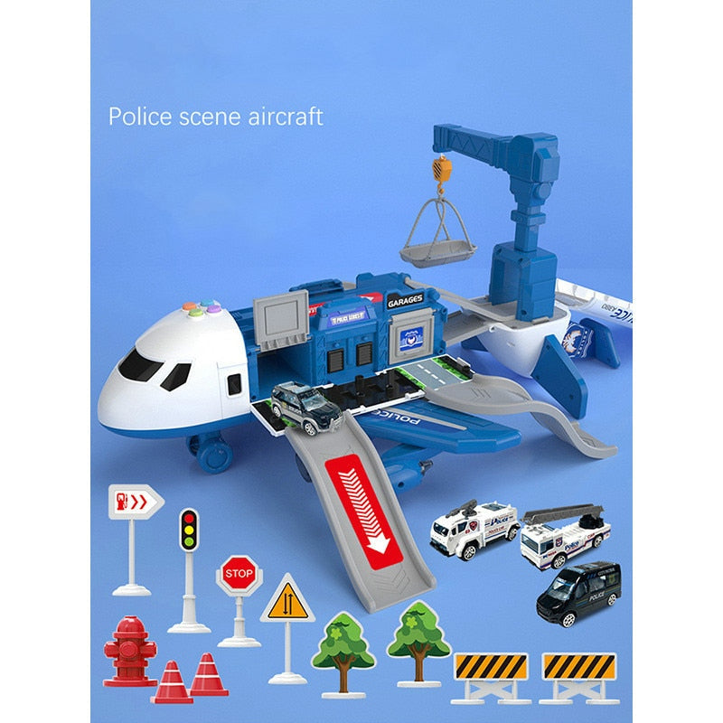 Adventure Plane Playset for Kids - Includes Large Plane and 6 Mini Construction Vehicles