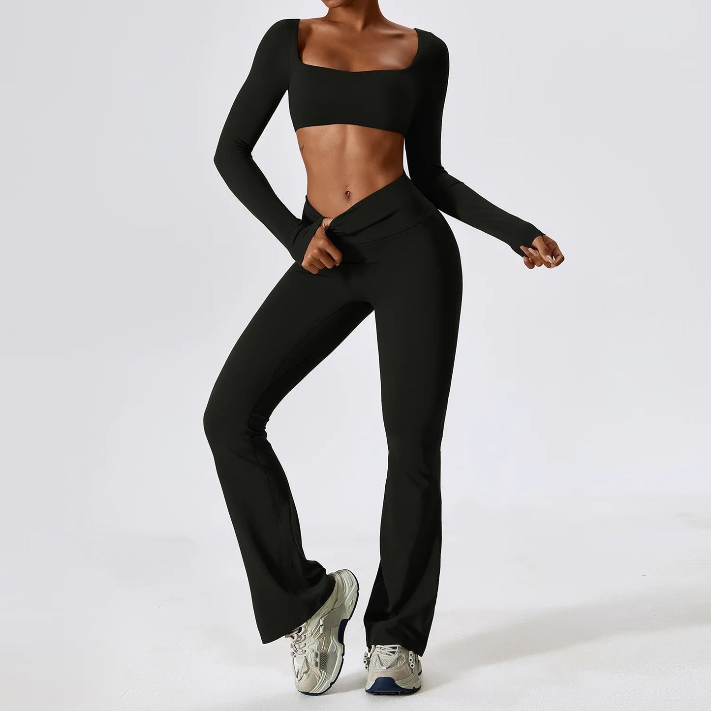 Vrouwen Flared Yoga Set voor Comfortabele Workouts