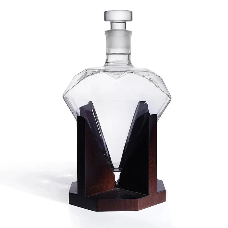 Diamant Whiskey Karaf - 1000ml met Houten Houder