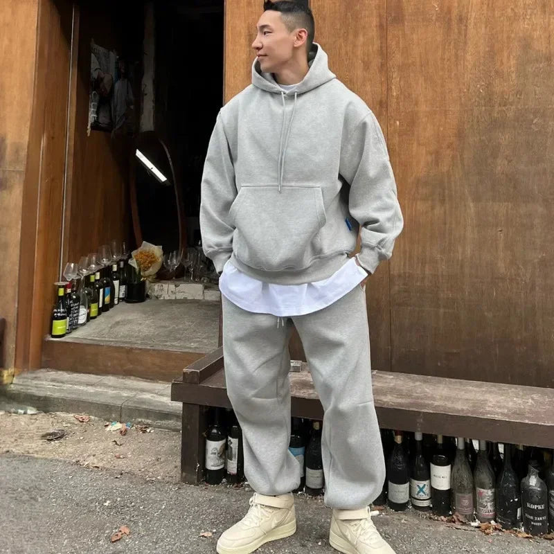 Oversized fluwelen tweedelige herenset voor casual stijl