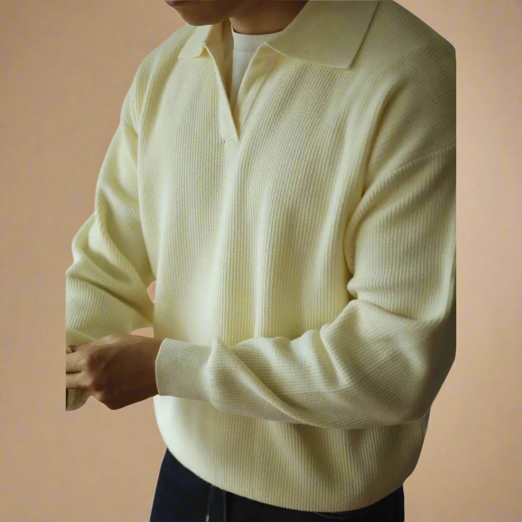 Vintage Gebreide Polo Trui voor Heren – Tijdloze Mode