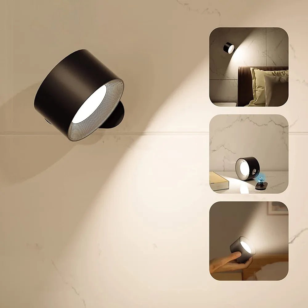 Draadloze Dimbare Wandlamp met 360° Rotatie