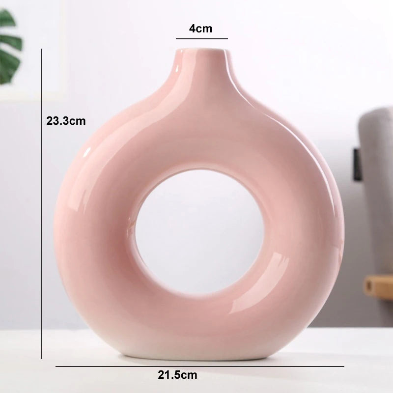 Keramische Donut Vaas | Scandinavische Bloempot voor Interieur