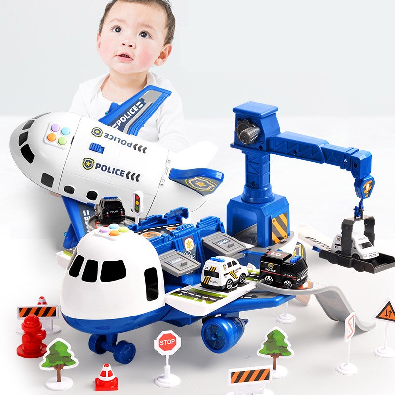 Adventure Plane Playset for Kids - Includes Large Plane and 6 Mini Construction Vehicles