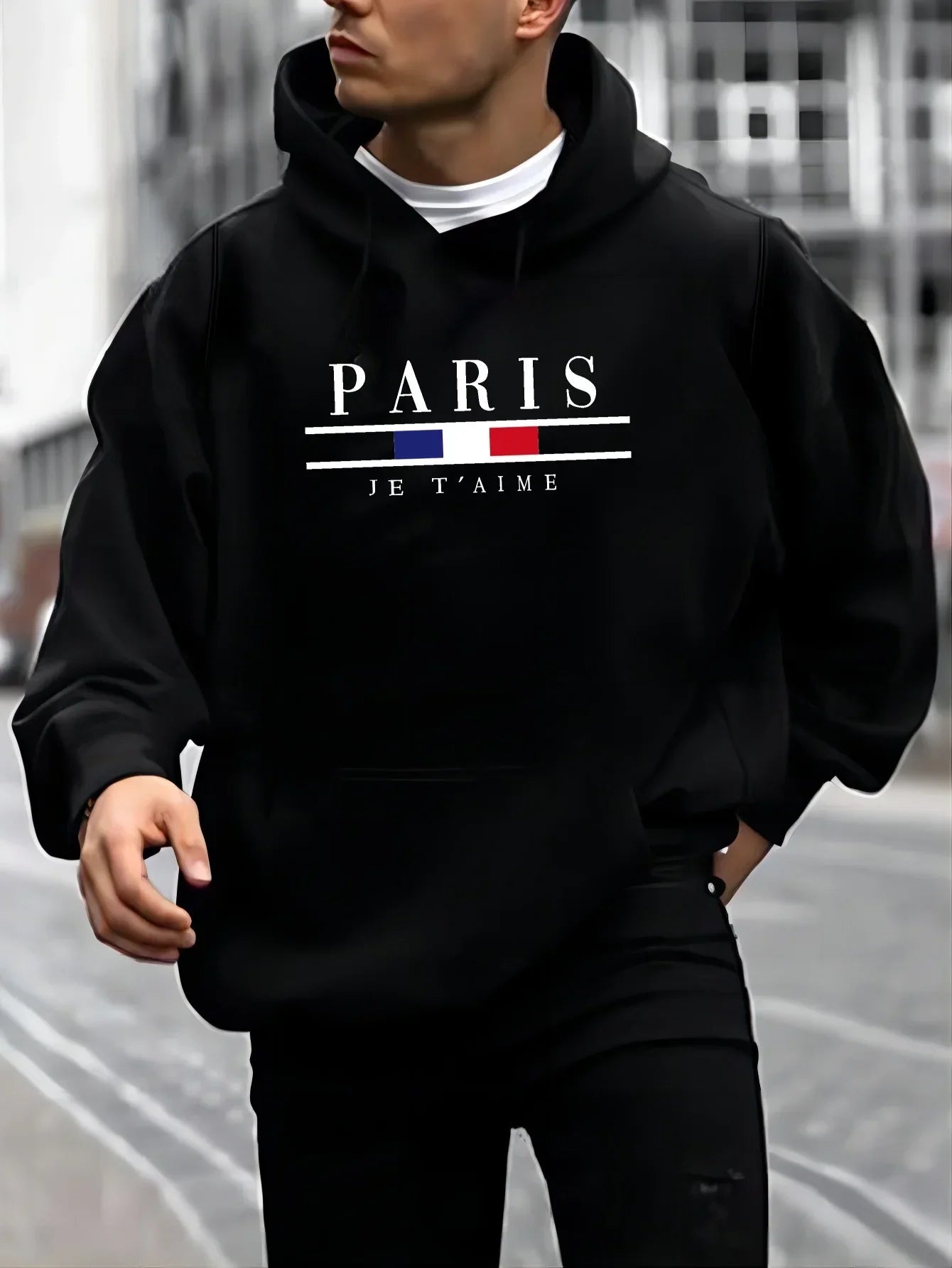 Heren fleece hoodie van polyester met capuchon