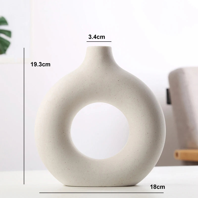 Keramische Donut Vaas | Scandinavische Bloempot voor Interieur