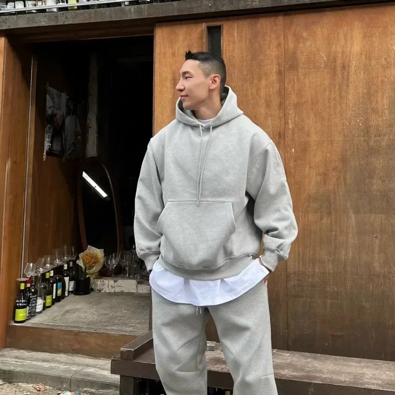 Oversized fluwelen tweedelige herenset voor casual stijl